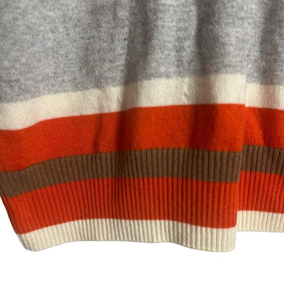Eleventy Gray Red Striped 100% Cashmere Crewneck Pullover Sweater Size Large - Picture 7 of 12